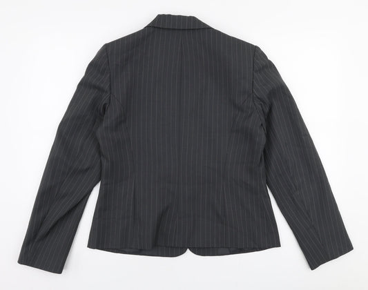 George Womens Grey Striped  Jacket Blazer Size 14  Button