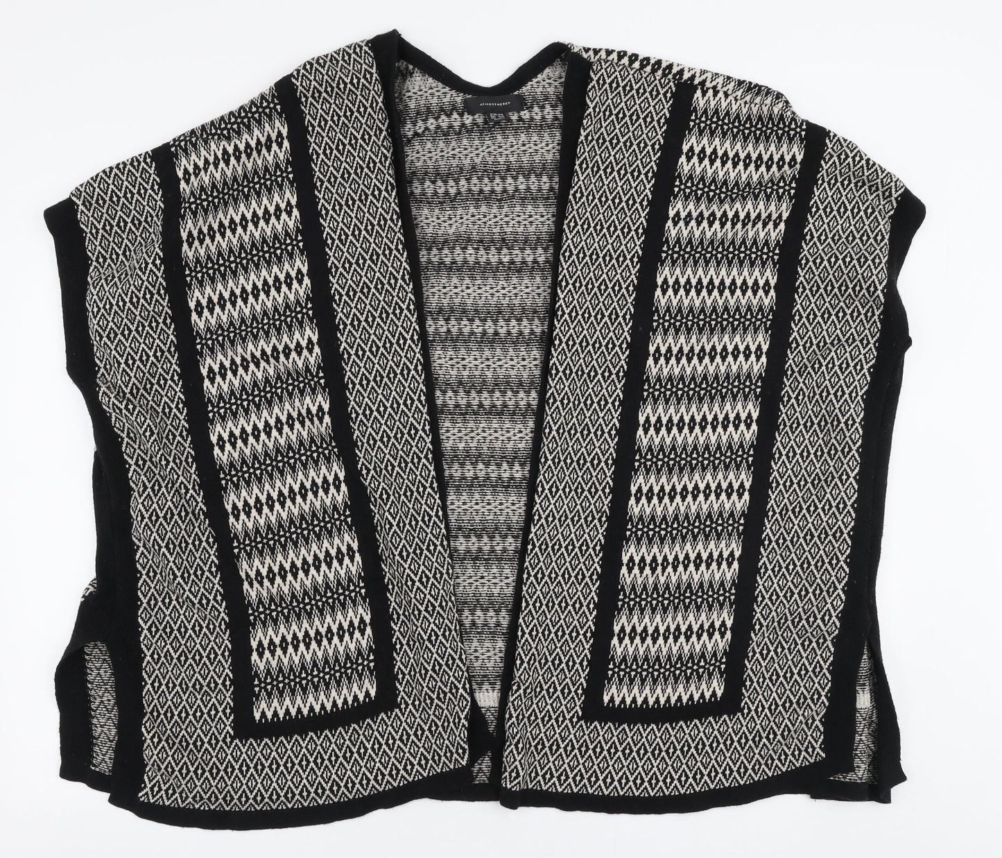 Armosphere Womens Black V-Neck Geometric Cotton Cardigan Jumper Size 14