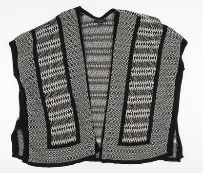 Armosphere Womens Black V-Neck Geometric Cotton Cardigan Jumper Size 14