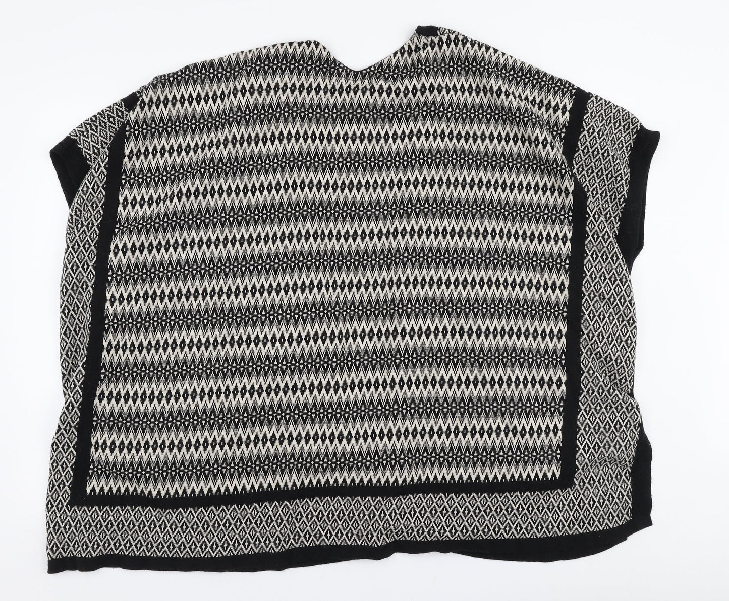 Armosphere Womens Black V-Neck Geometric Cotton Cardigan Jumper Size 14