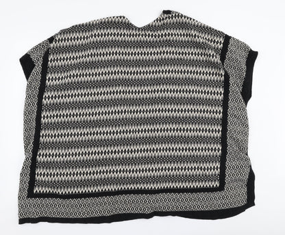 Armosphere Womens Black V-Neck Geometric Cotton Cardigan Jumper Size 14