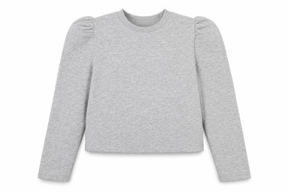Front view of PRETTYLITTLETHING women’s grey polyester pullover sweatshirt, size UK 8, pullover