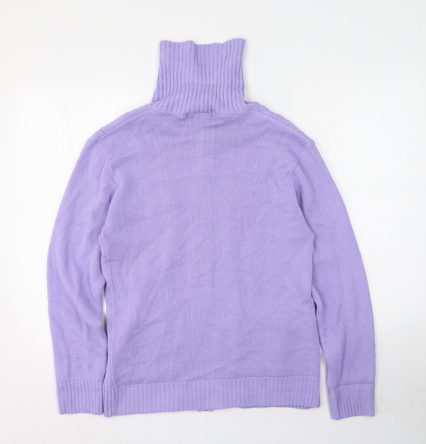 Pwe & Natww Womens Purple High Neck Geometric Acrylic Pullover Jumper Size M
