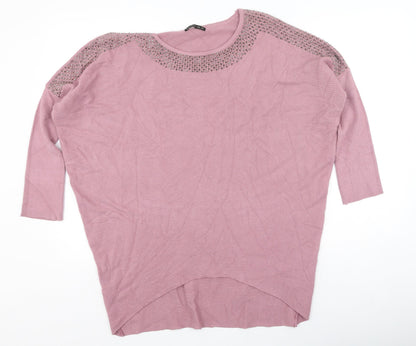 Womens UK Size One Size Studio Pink Pullover Jumper