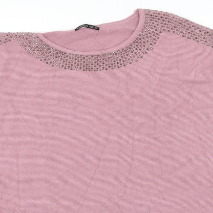 Womens UK Size One Size Studio Pink Pullover Jumper