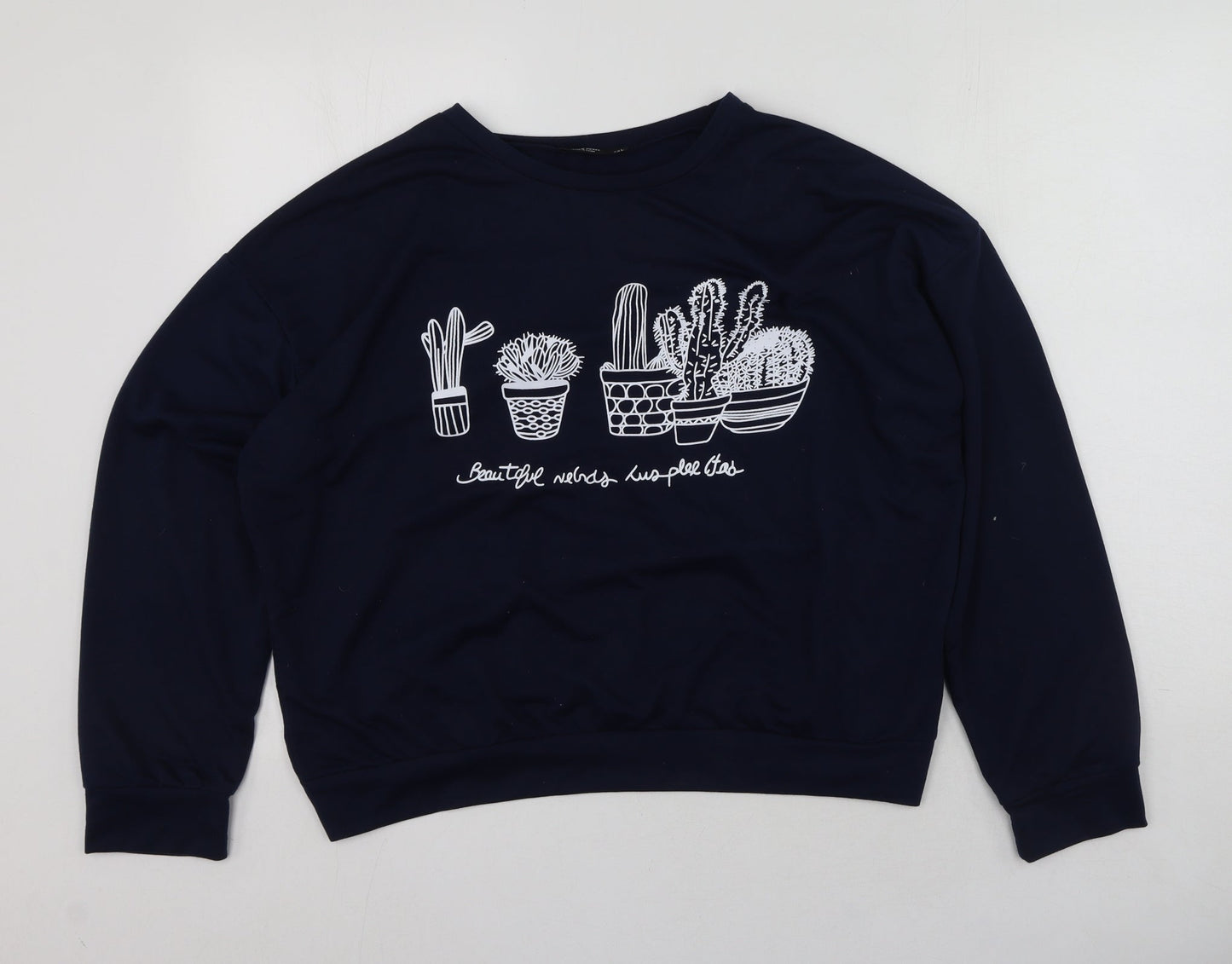 SheIn Womens Blue Round Neck  Polyester Pullover Jumper Size XL