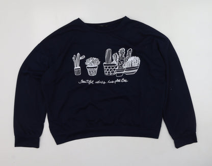 SheIn Womens Blue Round Neck  Polyester Pullover Jumper Size XL