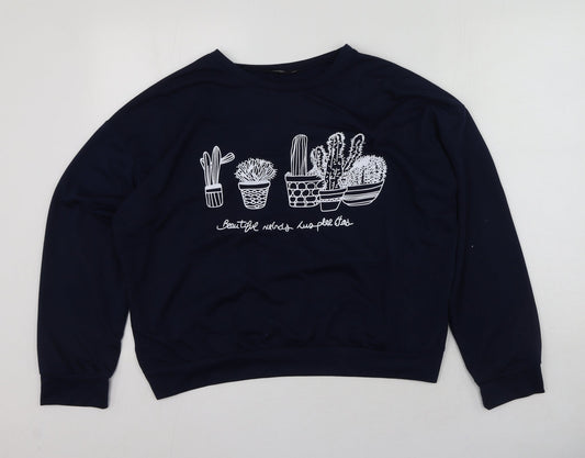 SheIn Womens Blue Round Neck  Polyester Pullover Jumper Size XL