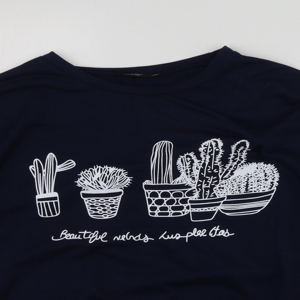 SheIn Womens Blue Round Neck  Polyester Pullover Jumper Size XL