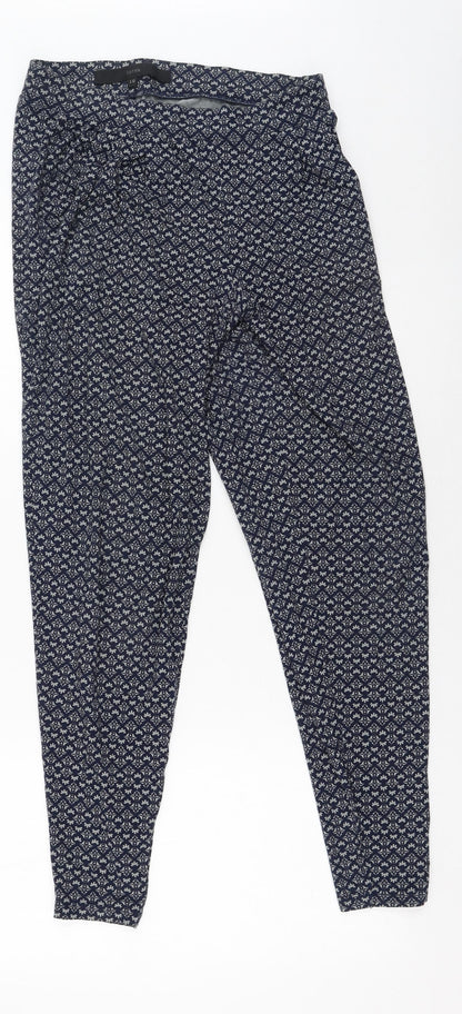 Harem Pants Womens Blue Geometric Polyester Jegging Trousers Size 10 L25 in Regular