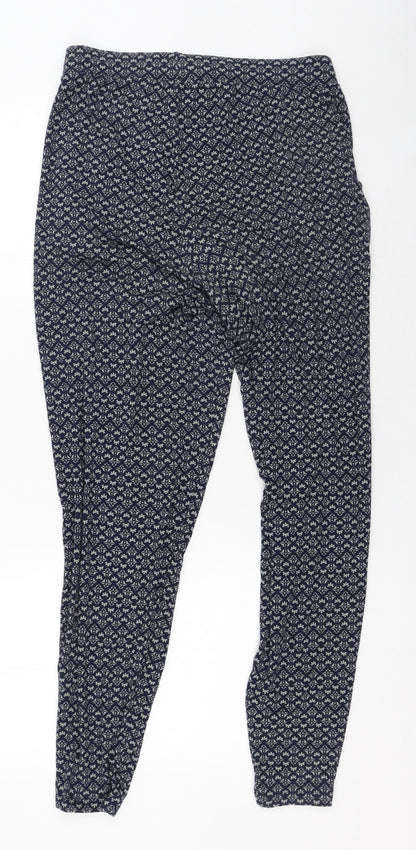 Harem Pants Womens Blue Geometric Polyester Jegging Trousers Size 10 L25 in Regular