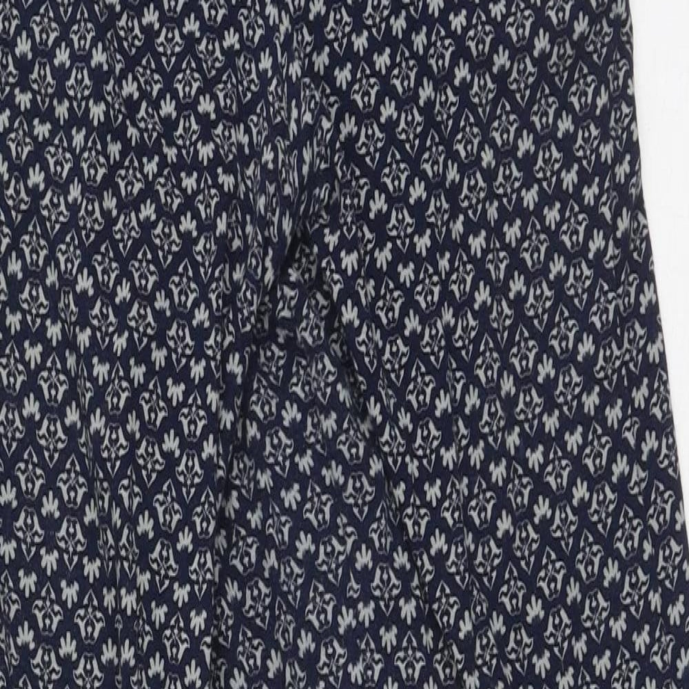 Harem Pants Womens Blue Geometric Polyester Jegging Trousers Size 10 L25 in Regular