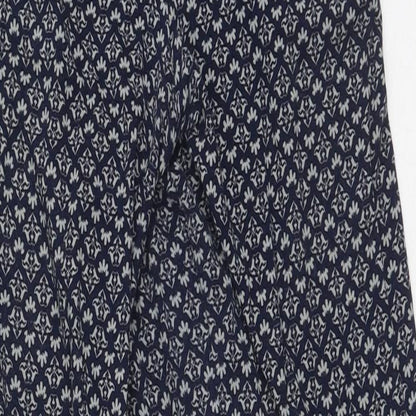 Harem Pants Womens Blue Geometric Polyester Jegging Trousers Size 10 L25 in Regular