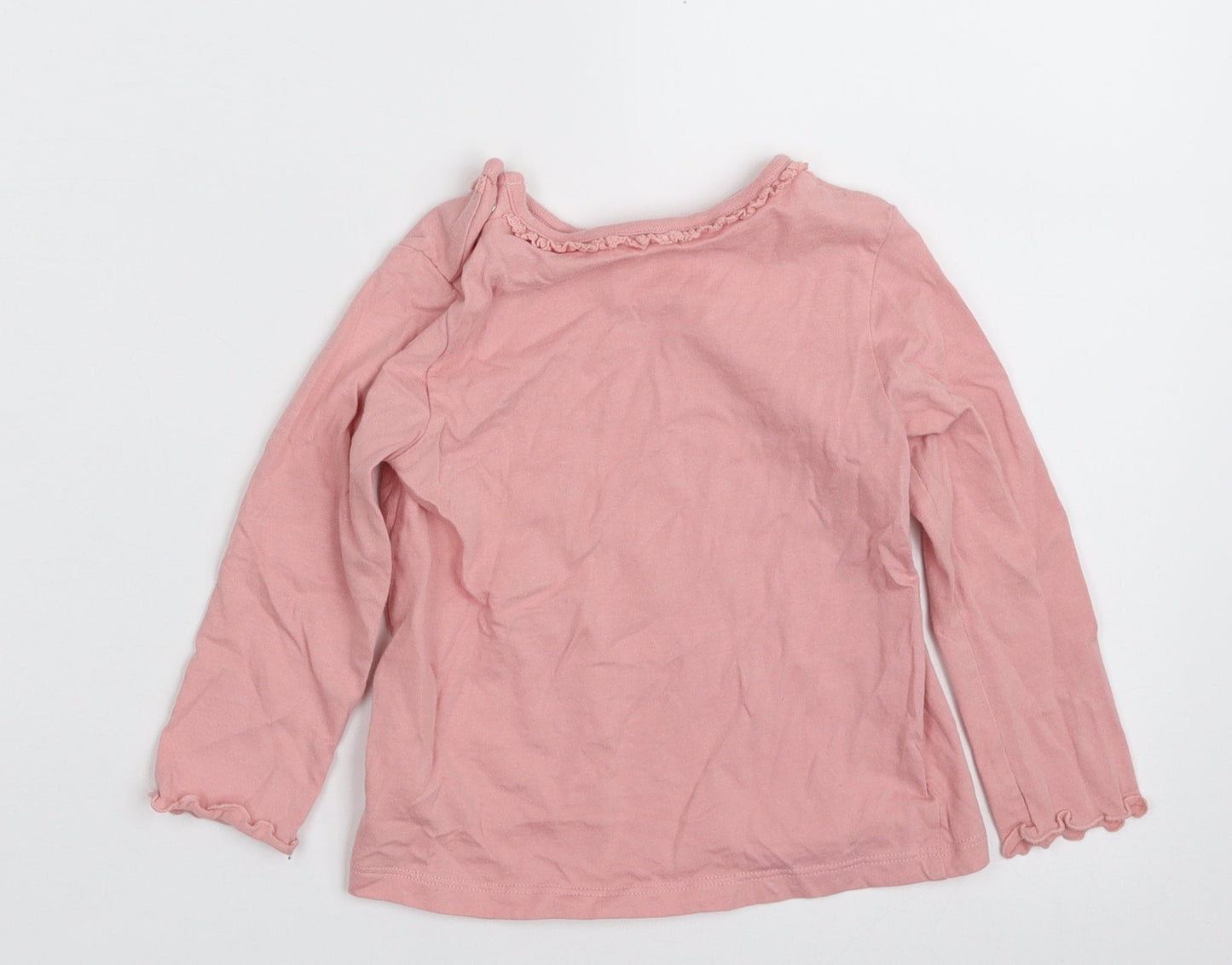 F&F Girls Pink  100% Cotton Basic T-Shirt Size 12-18 Months Round Neck Pullover
