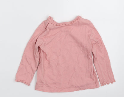 F&F Girls Pink  100% Cotton Basic T-Shirt Size 12-18 Months Round Neck Pullover