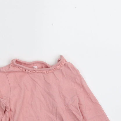 F&F Girls Pink  100% Cotton Basic T-Shirt Size 12-18 Months Round Neck Pullover