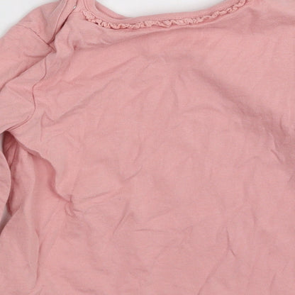 F&F Girls Pink  100% Cotton Basic T-Shirt Size 12-18 Months Round Neck Pullover