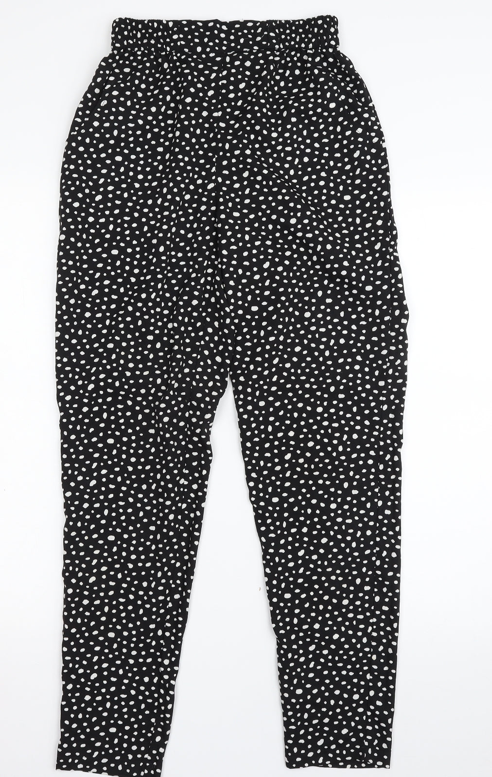 Primark Womens Black Animal Print Polyester Trousers  Size 6 L28 in Regular
