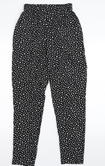 Primark Womens Black Animal Print Polyester Trousers  Size 6 L28 in Regular