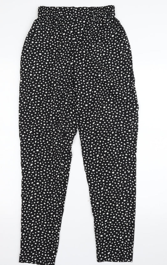 Primark Womens Black Animal Print Polyester Trousers  Size 6 L28 in Regular