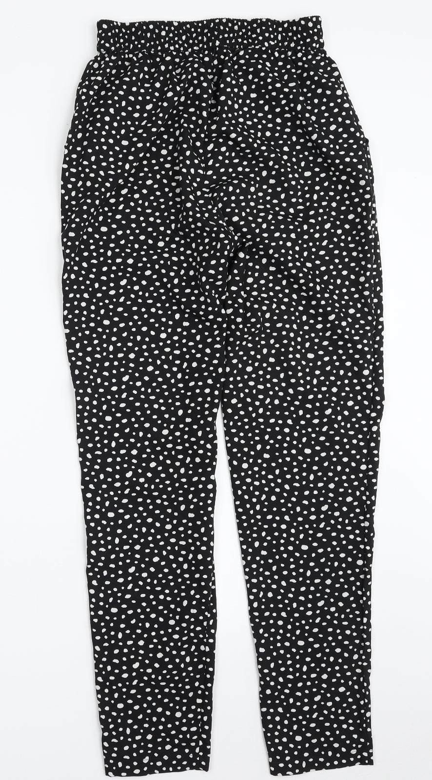 Primark Womens Black Animal Print Polyester Trousers  Size 6 L28 in Regular