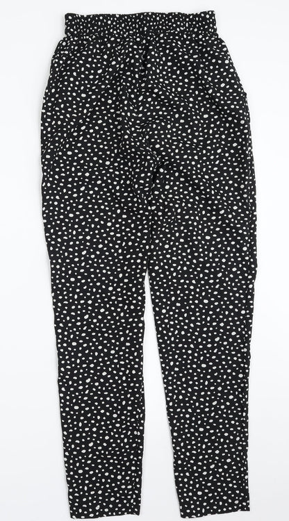 Primark Womens Black Animal Print Polyester Trousers  Size 6 L28 in Regular