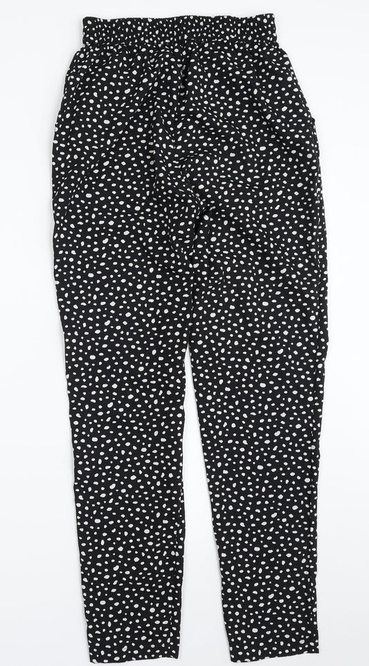 Primark Womens Black Animal Print Polyester Trousers  Size 6 L28 in Regular