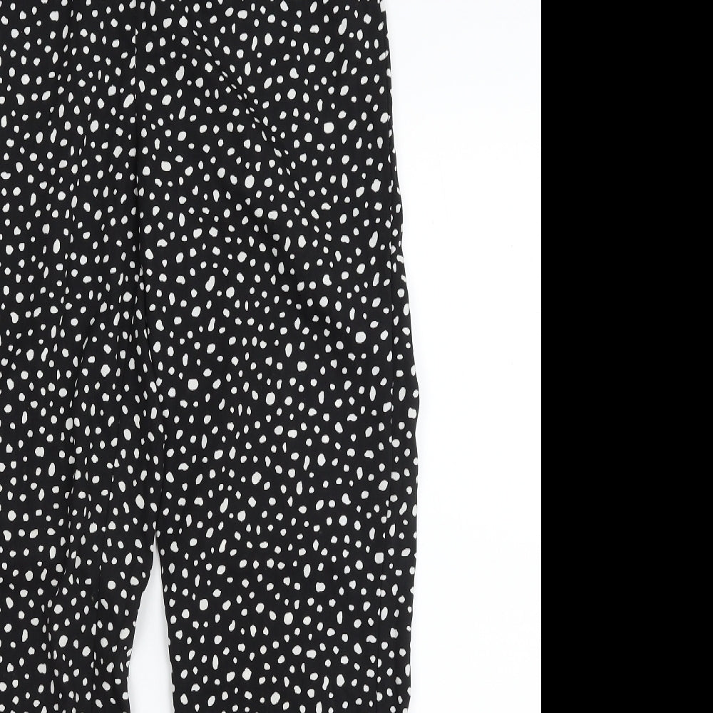 Primark Womens Black Animal Print Polyester Trousers  Size 6 L28 in Regular