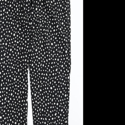 Primark Womens Black Animal Print Polyester Trousers  Size 6 L28 in Regular