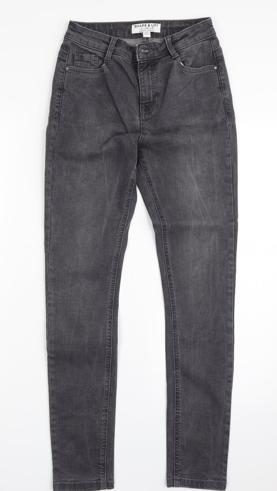 Dorothy Perkins Womens Grey  Cotton Skinny Jeans Size 8 L28 in Slim Zip