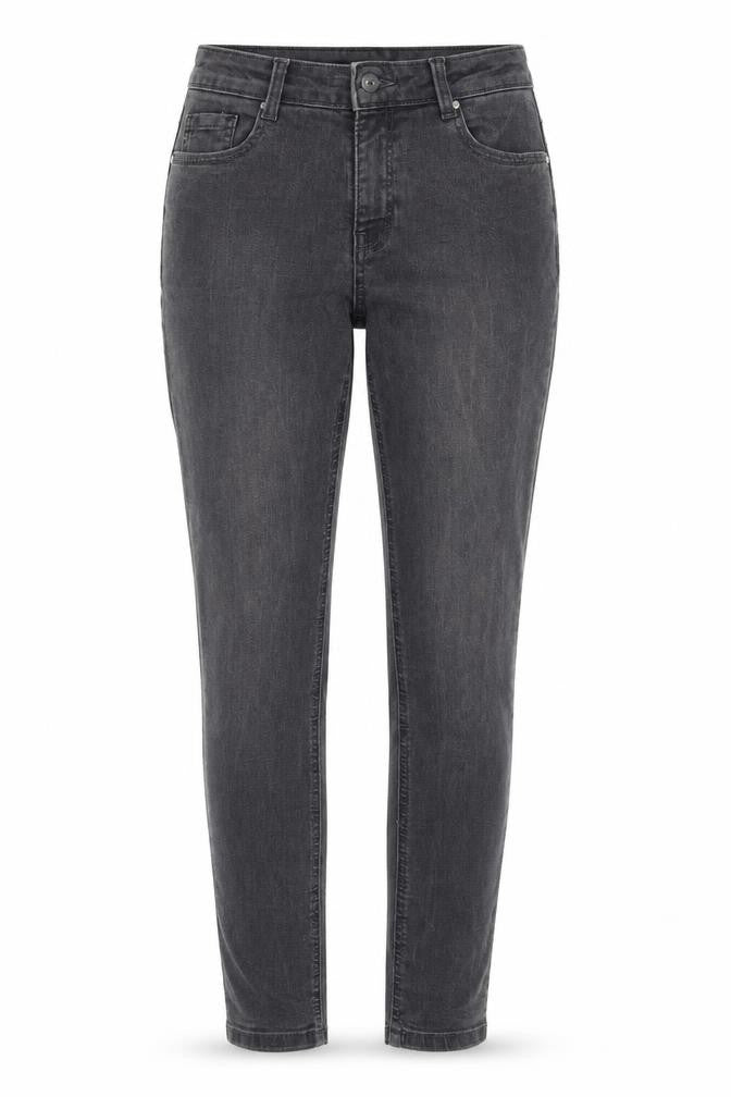 Front view of Dorothy Perkins women’s grey cotton skinny jeans, size UK 8, 28-inch leg slim zip