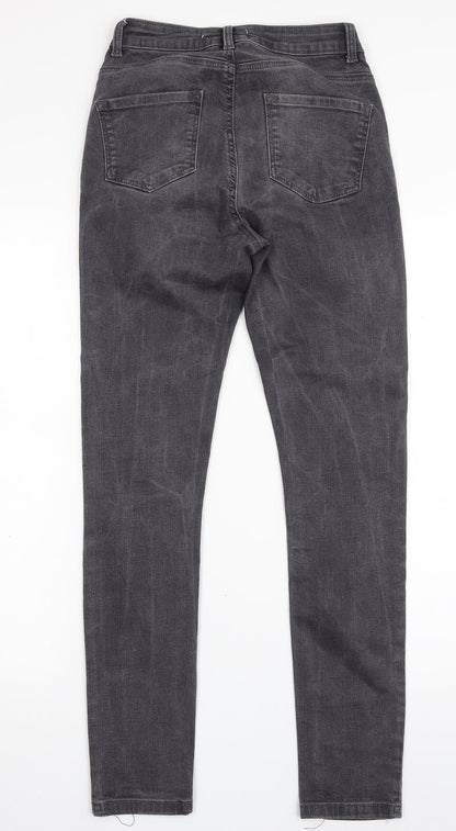 Dorothy Perkins Womens Grey  Cotton Skinny Jeans Size 8 L28 in Slim Zip
