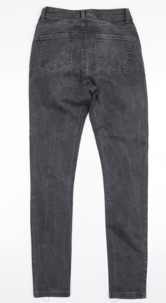 Dorothy Perkins Womens Grey  Cotton Skinny Jeans Size 8 L28 in Slim Zip