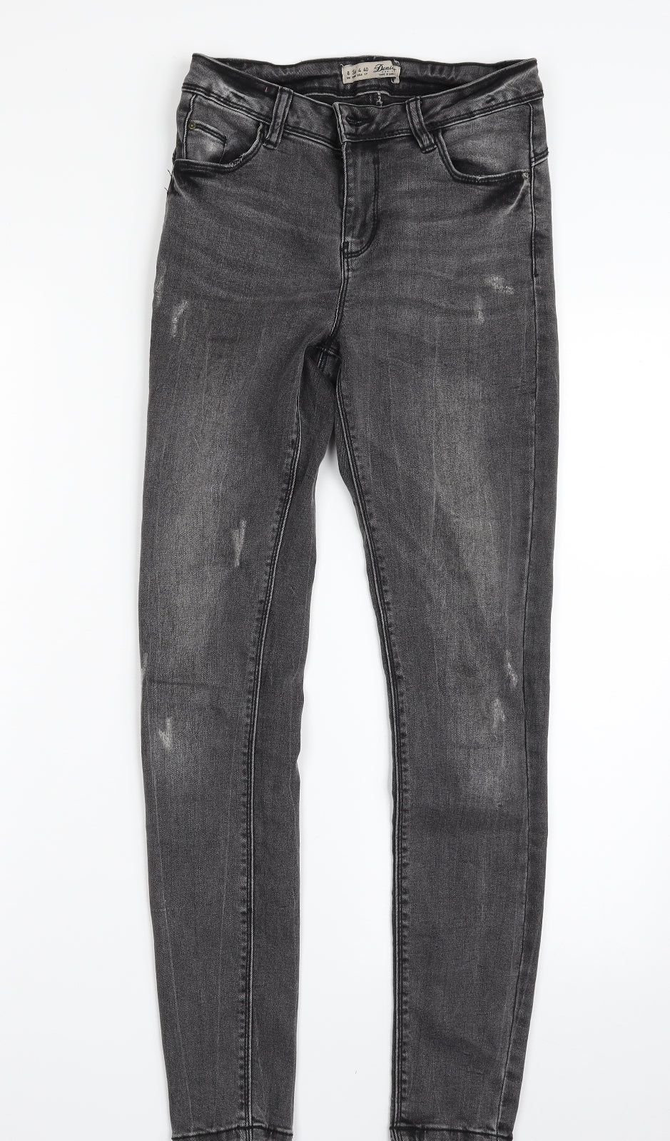 Denim & Co. Womens Grey  Cotton Skinny Jeans Size 8 L27 in Slim Zip