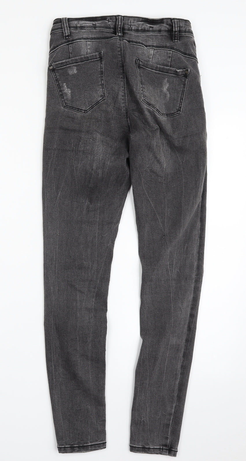 Denim & Co. Womens Grey  Cotton Skinny Jeans Size 8 L27 in Slim Zip