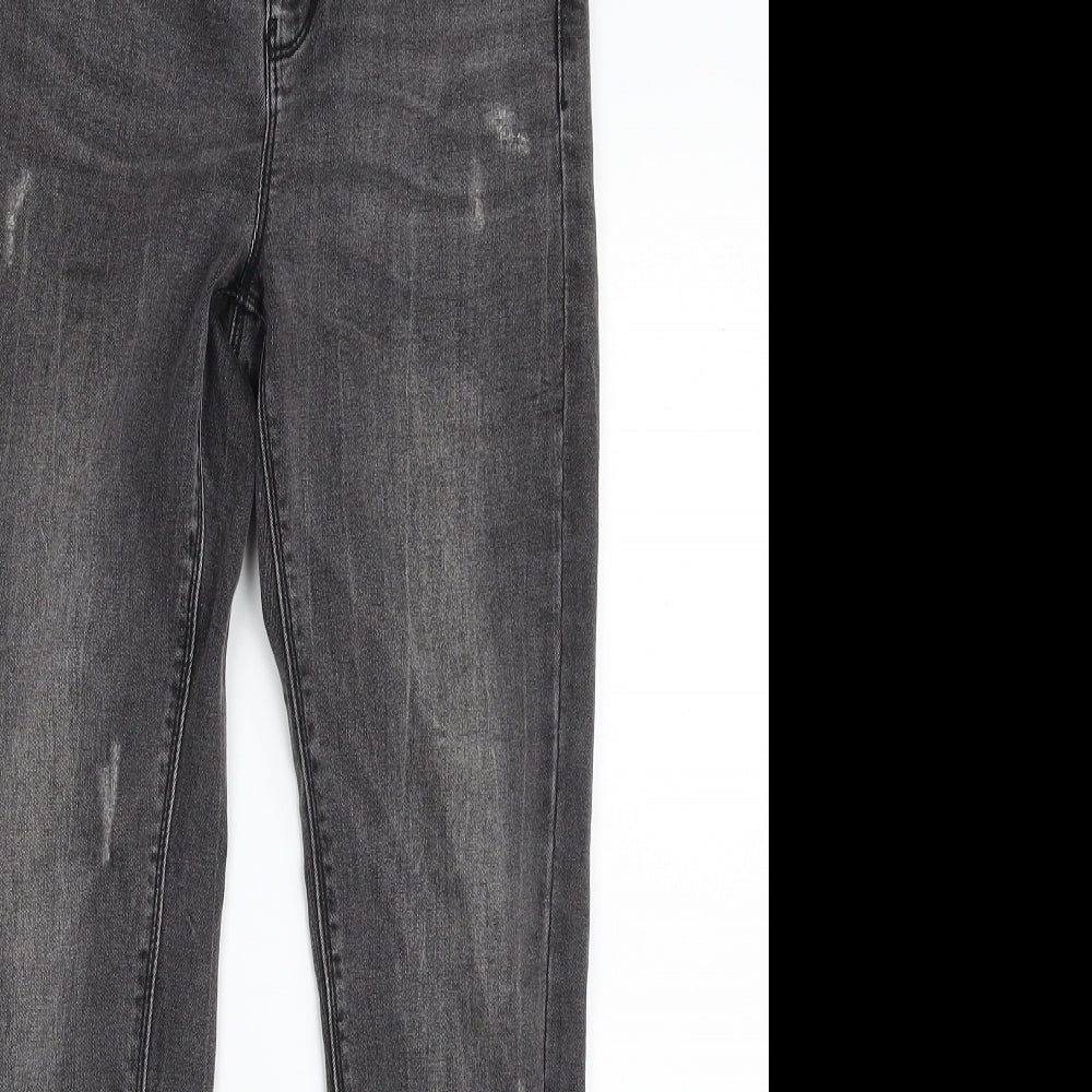 Denim & Co. Womens Grey  Cotton Skinny Jeans Size 8 L27 in Slim Zip