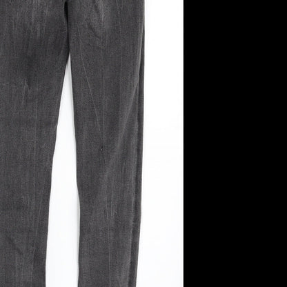 Denim & Co. Womens Grey  Cotton Skinny Jeans Size 8 L27 in Slim Zip