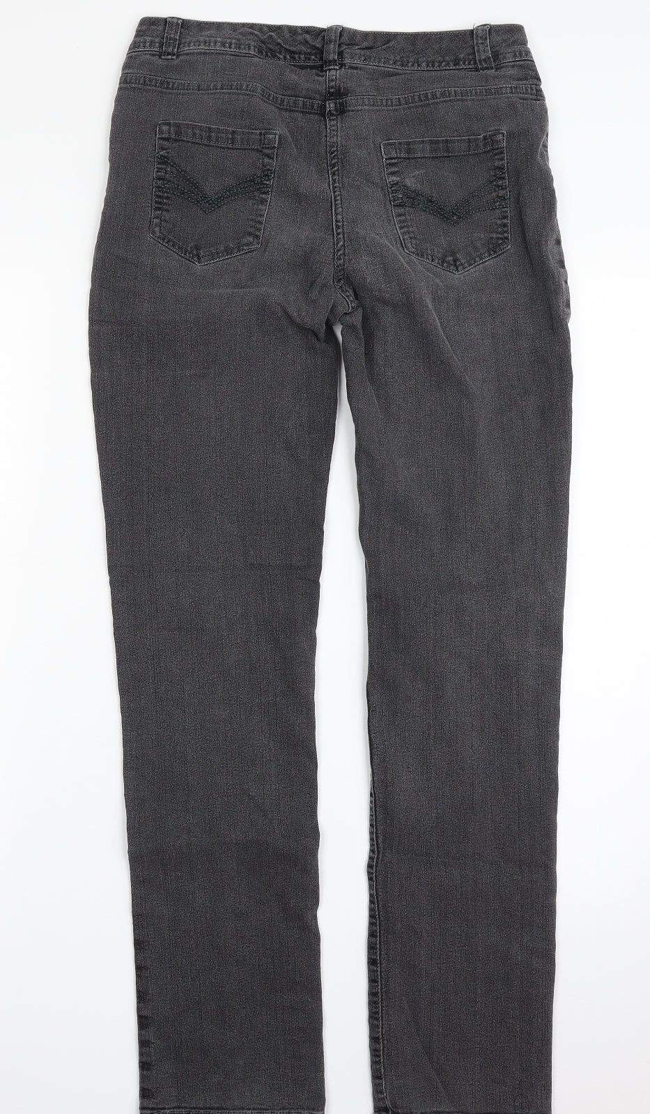 F&F Womens Grey  Cotton Straight Jeans Size 30 in L30 in Slim Zip