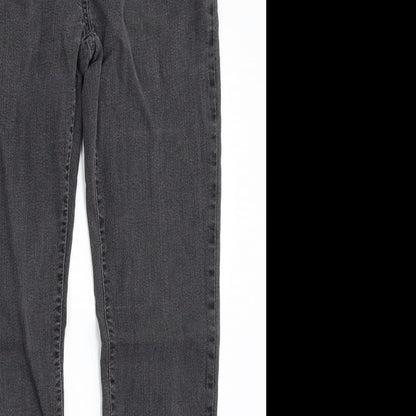 F&F Womens Grey  Cotton Straight Jeans Size 30 in L30 in Slim Zip