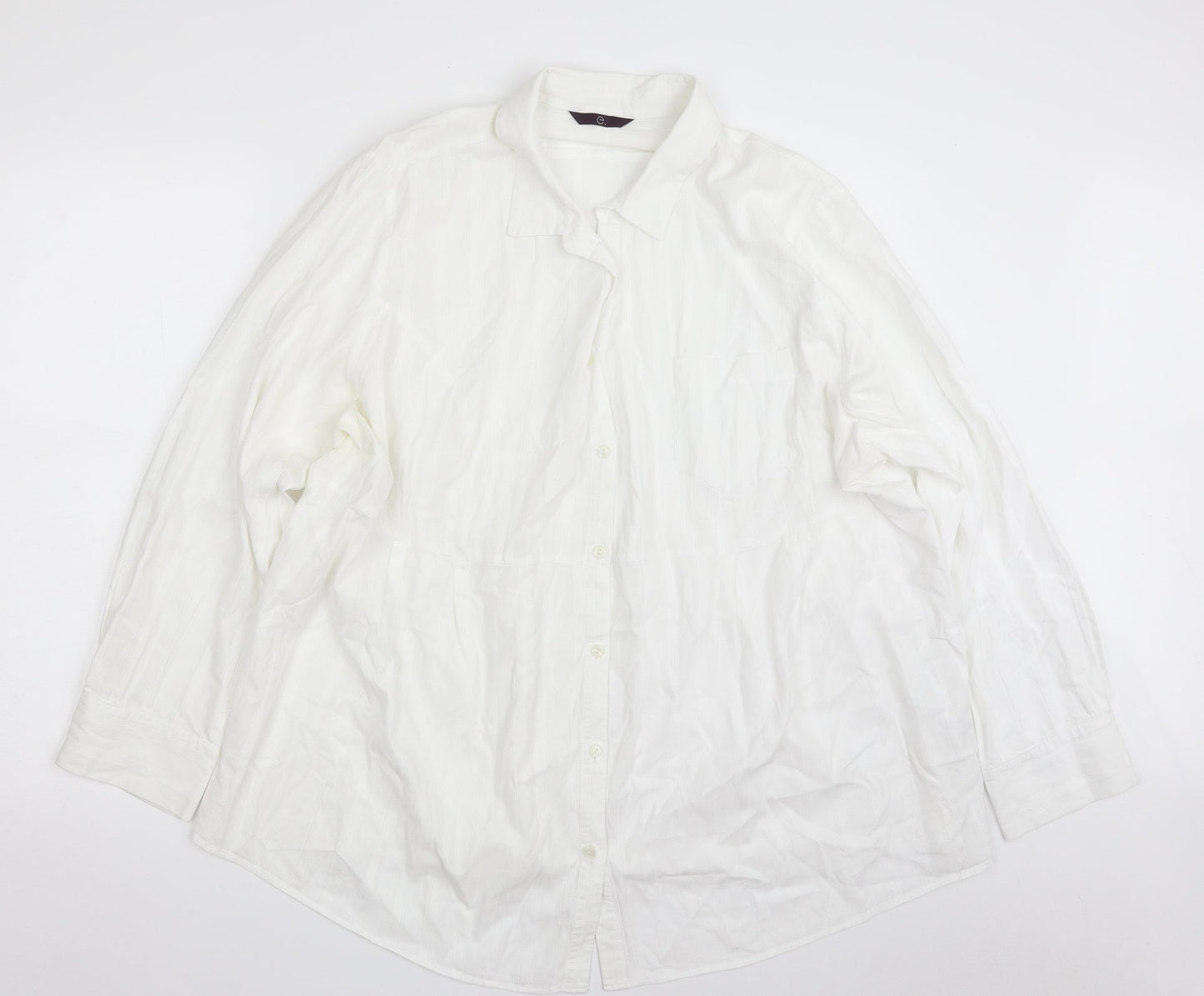 Evans Womens White Striped 100% Cotton Basic Button-Up Size 28 Collared