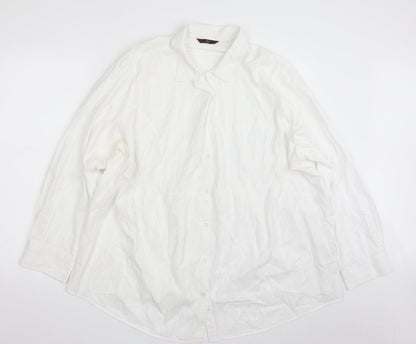 Evans Womens White Striped 100% Cotton Basic Button-Up Size 28 Collared