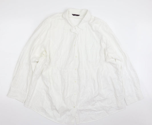 Evans Womens White Striped 100% Cotton Basic Button-Up Size 28 Collared