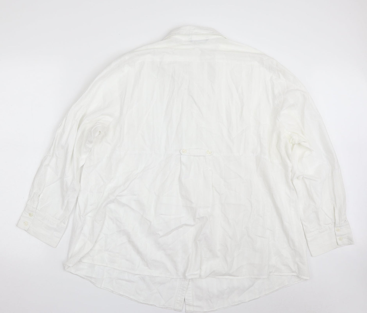 Evans Womens White Striped 100% Cotton Basic Button-Up Size 28 Collared