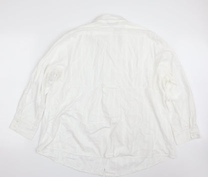 Evans Womens White Striped 100% Cotton Basic Button-Up Size 28 Collared