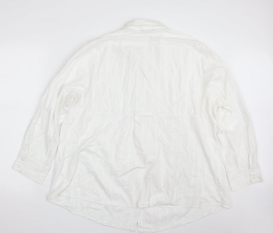 Evans Womens White Striped 100% Cotton Basic Button-Up Size 28 Collared