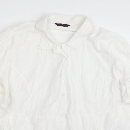 Evans Womens White Striped 100% Cotton Basic Button-Up Size 28 Collared