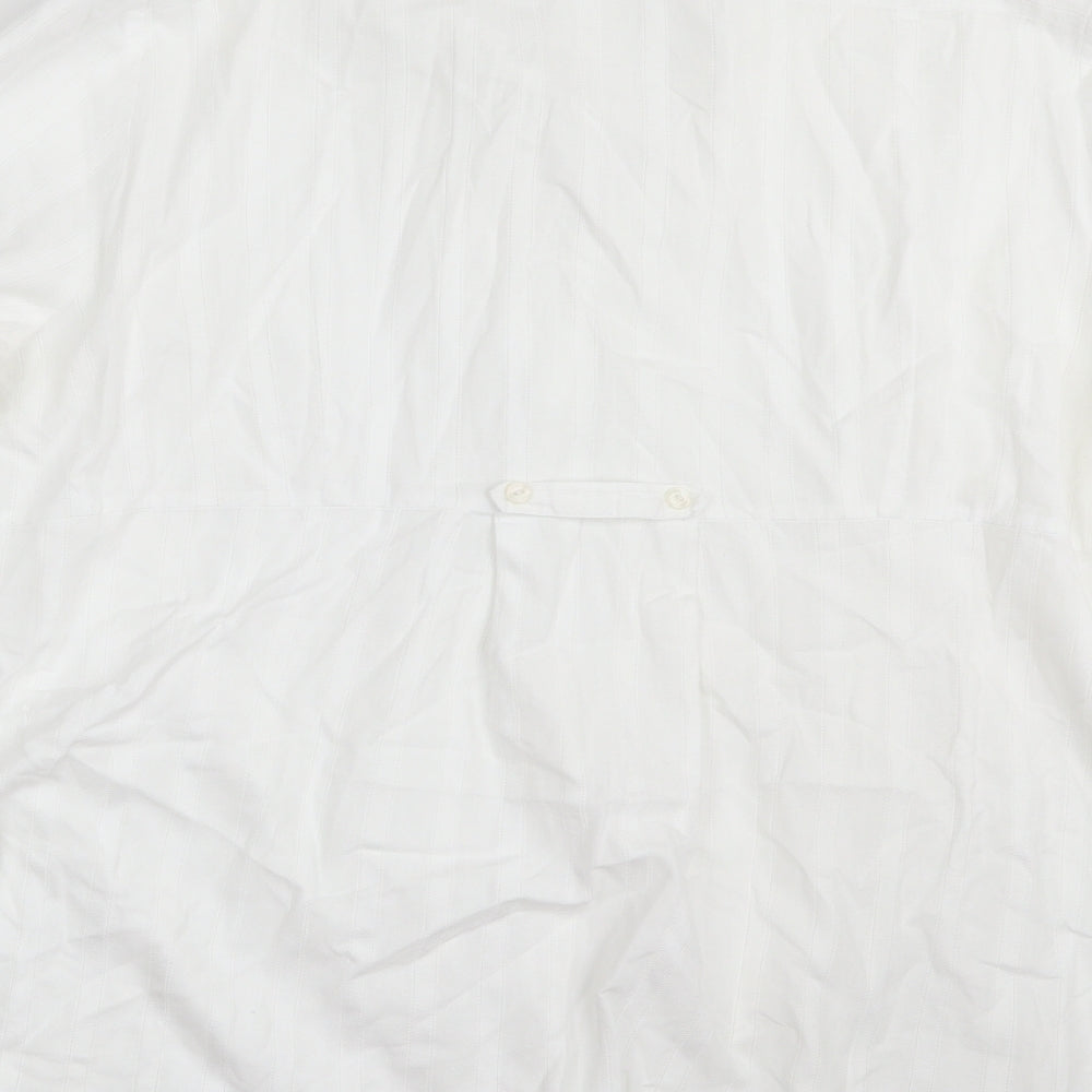 Evans Womens White Striped 100% Cotton Basic Button-Up Size 28 Collared