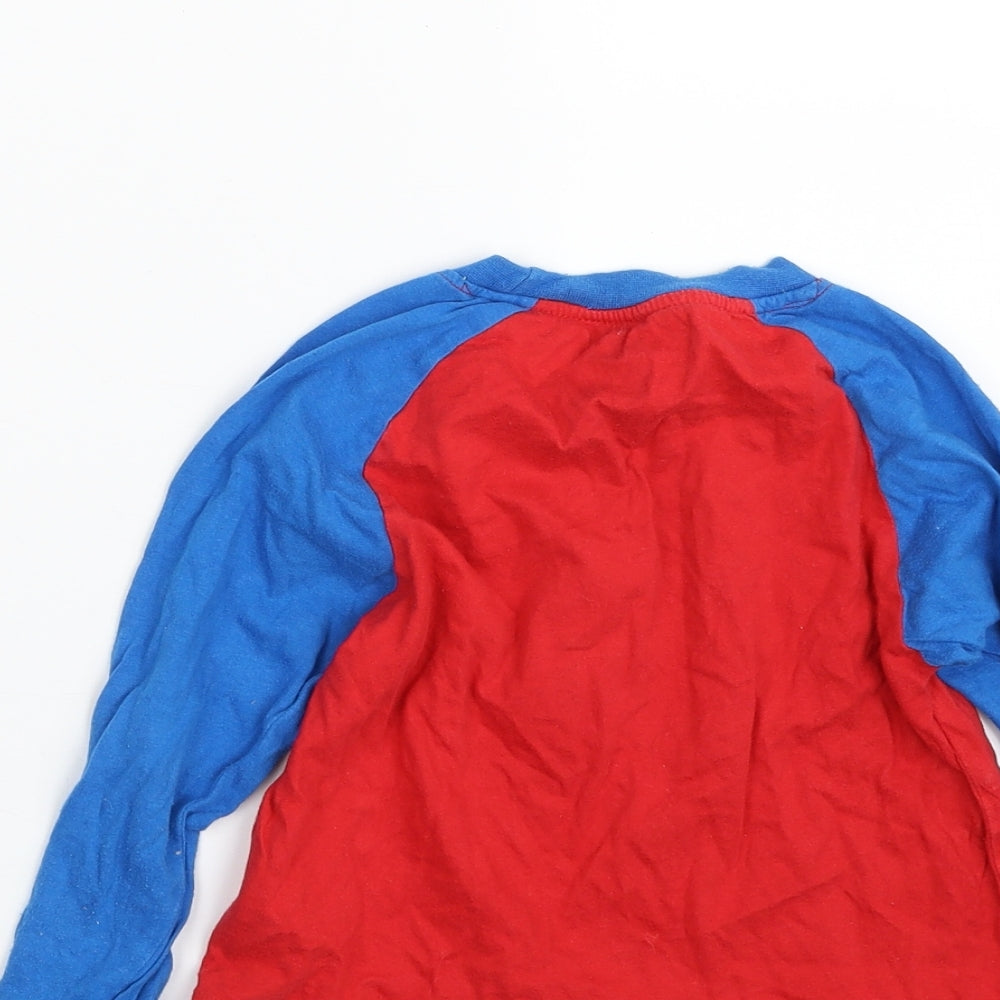 Brand and care label for Primark boys’ red 100% cotton basic t-shirt, size 2-3, years round neck pullover - captain snooze