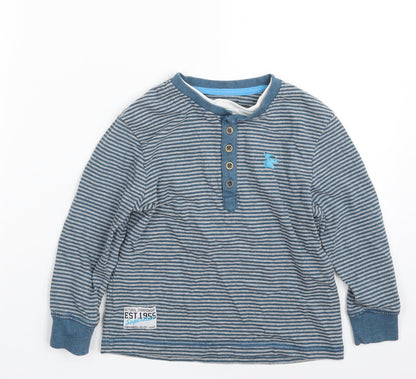 Additional front view of Dunnes boys’ blue striped polyester pullover sweatshirt, size 5, years pullover