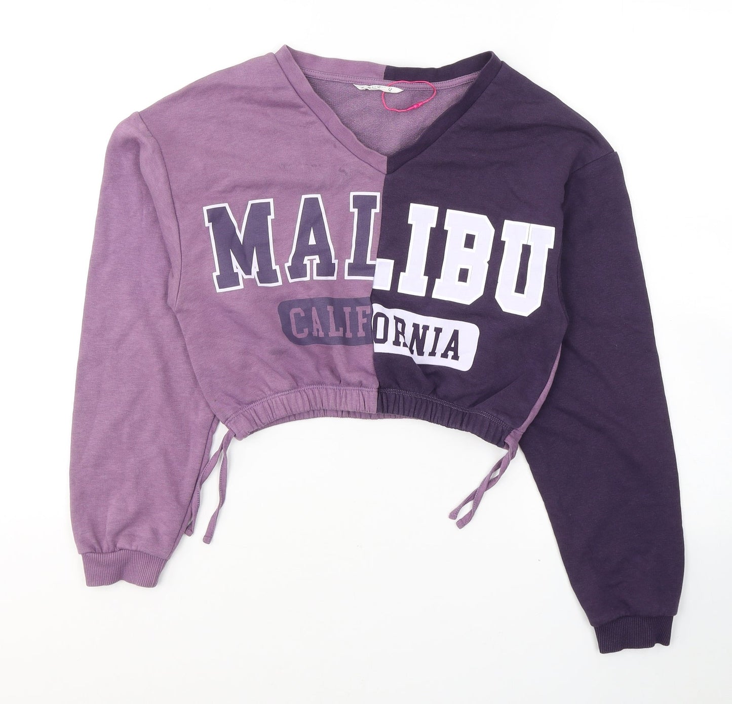 Candy Girls Purple Colourblock Cotton Pullover Sweatshirt Size 12 Years  Pullover - Malibu California